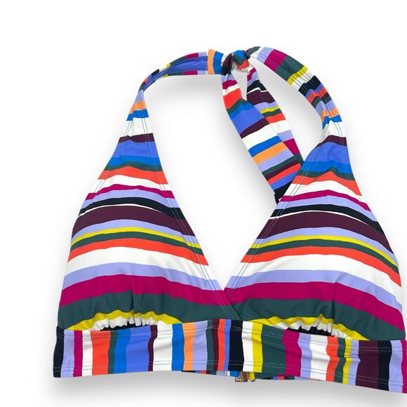 NEW Anne Cole Striped Bikini Set Size XS D Cup Ruched Swim Suit Halter NWT - Picture 9 of 14